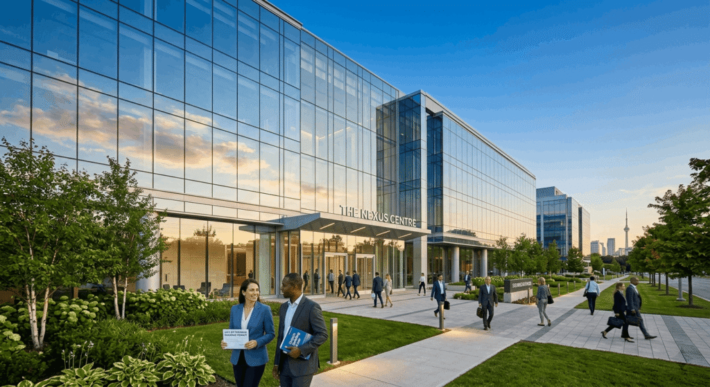 Completed modern commercial building delivered by a design-build contractor in Ontario, Canada
