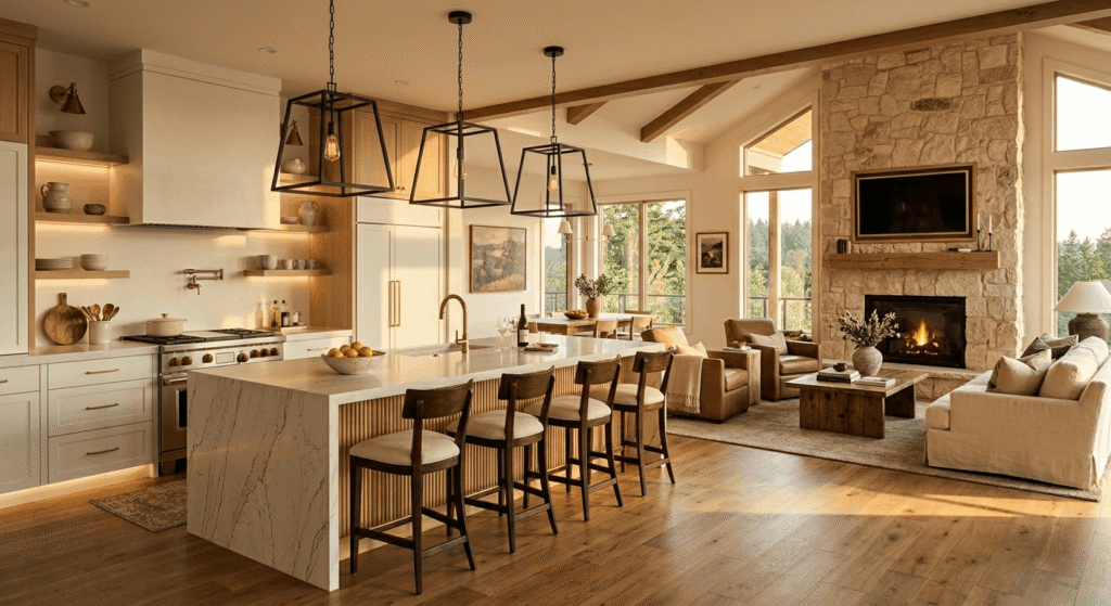 Custom luxury kitchen with quartz countertops, custom cabinetry, and pendant lighting — kitchen renovation by Leedway Group Ontario