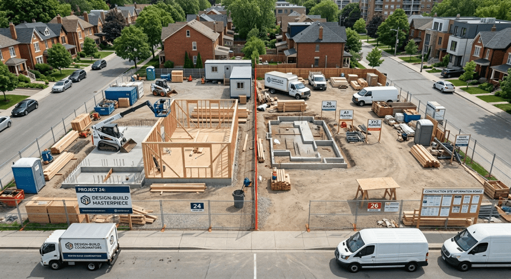 "Side-by-side comparison of design-build integrated team versus separate general contractor and homeowner meeting in Toronto"