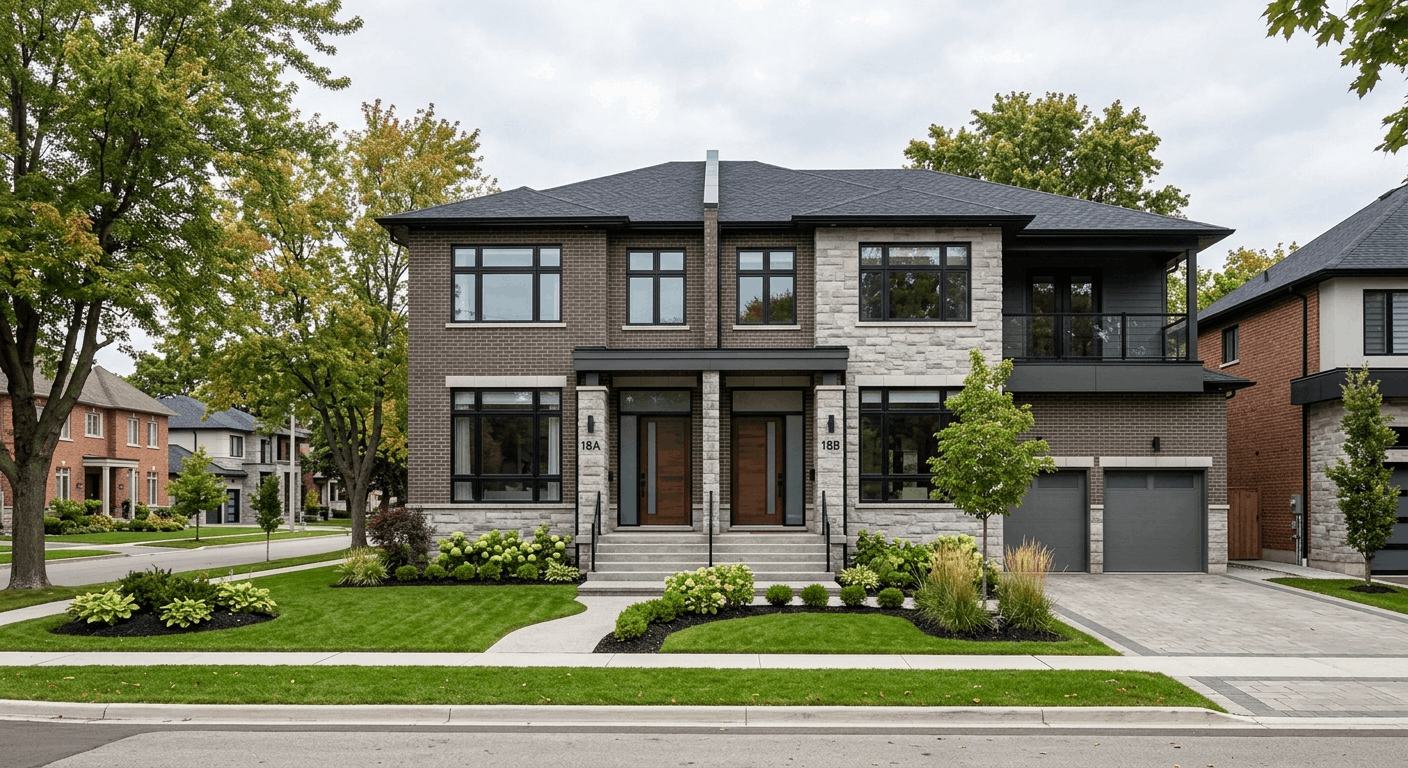 Modern duplex home with two separate entrances in an Ontario residential neighbourhood
