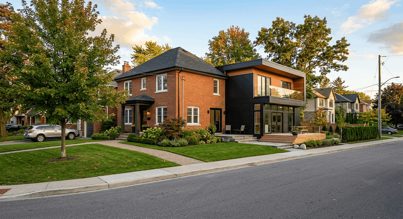 Home addition ROI on a two-storey Ontario brick home with modern rear extension
