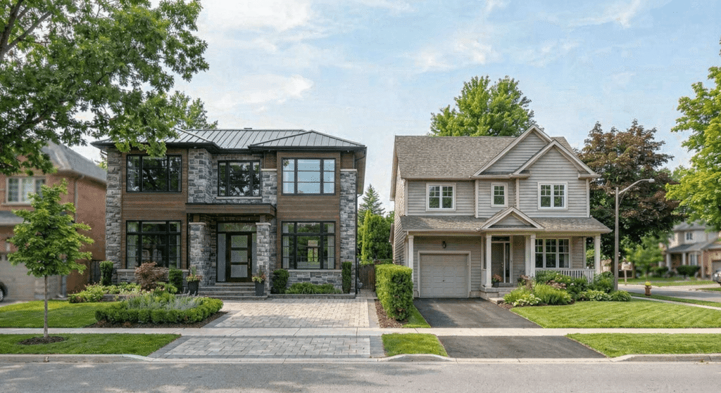 Standard vs premium custom home exterior finish comparison in Ontario
