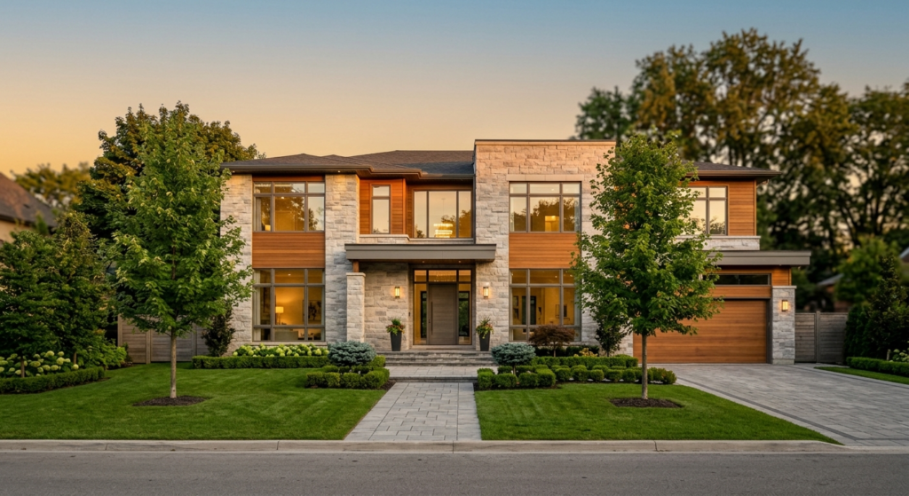 Completed custom home built in Oakville, Ontario