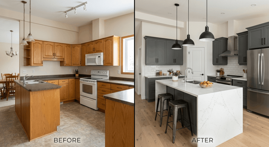 modern kitchen interior home renovation in a Canada home