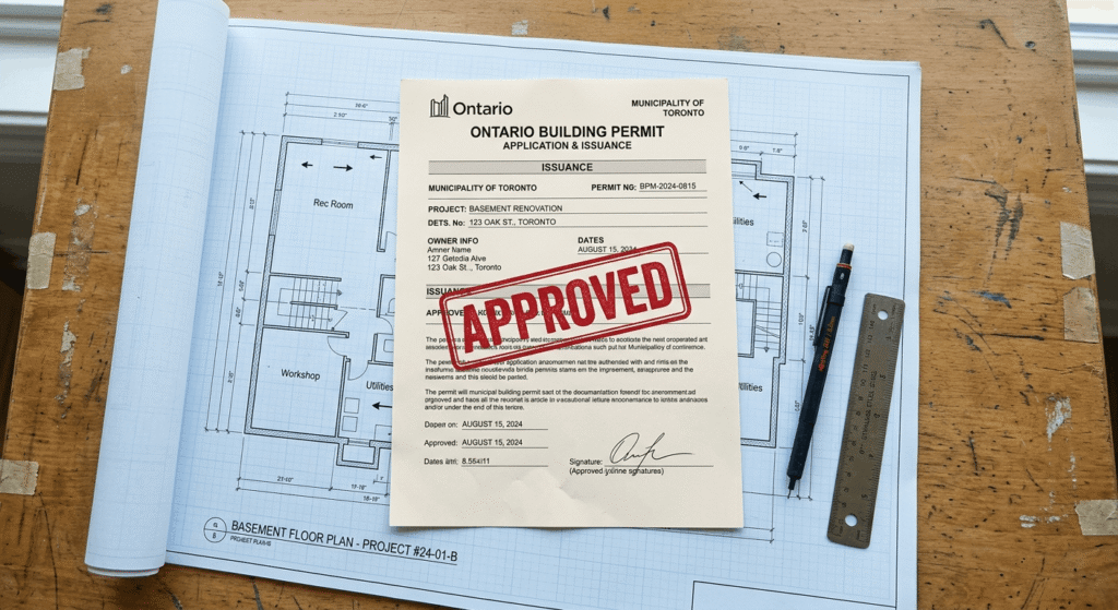 building permit and drawings for a legal Ontario basement unit