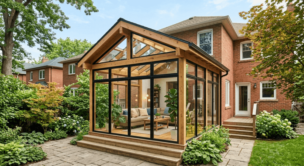 Four-season sunroom addition on a Toronto home