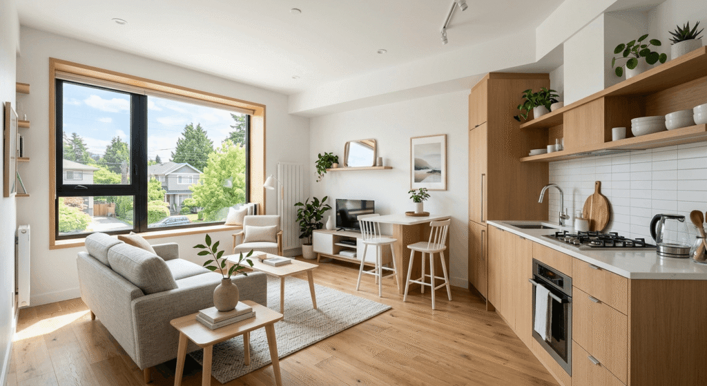 Interior of a rentable garden suite coach house in Toronto