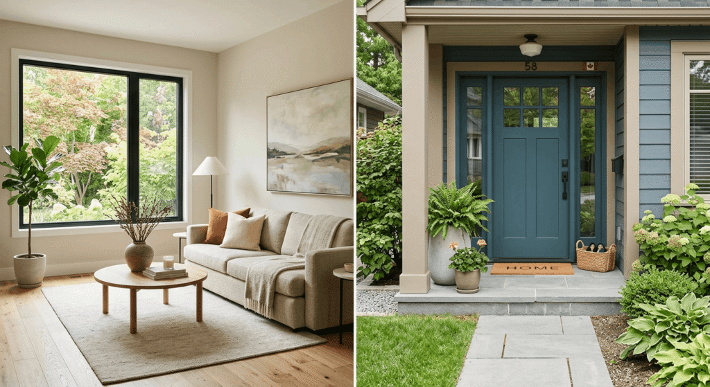 small home improvements refreshing a Canadian living room and entrance