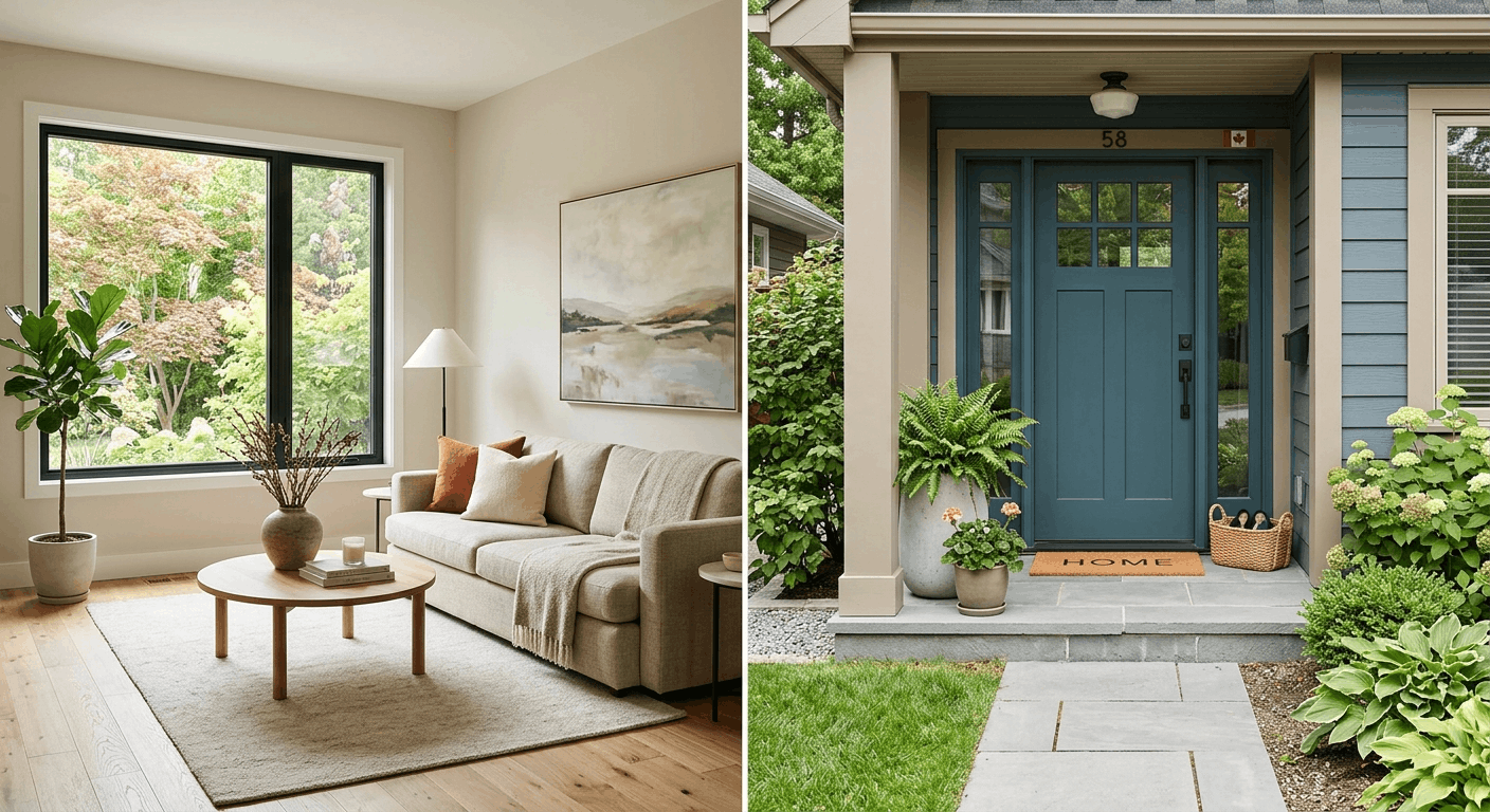 small home improvements refreshing a Canadian living room and entrance
