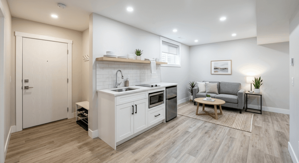 Legal basement secondary suite designed to generate rental income