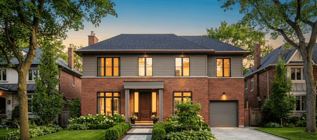 "Completed second-storey addition on a Toronto home with matching cladding and aligned windows