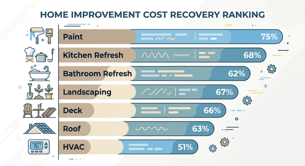 Home improvements resale value recovery chart for Canada