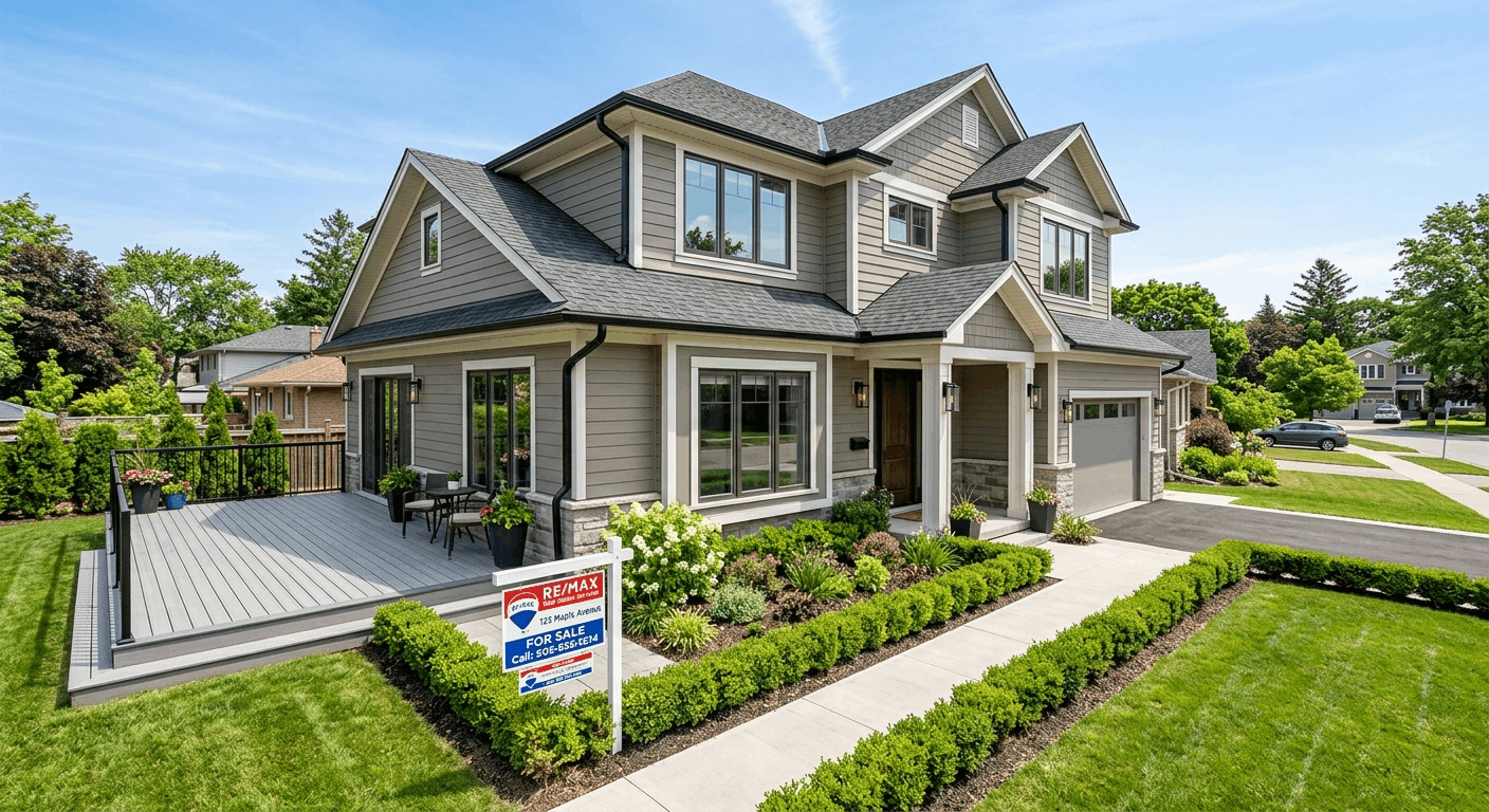 Canadian house exterior with fresh paint and landscaping ready for sale by Leedway group