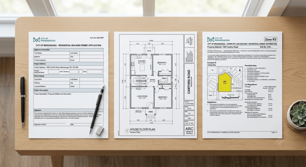 Building permit documents required for a Mississauga home renovation