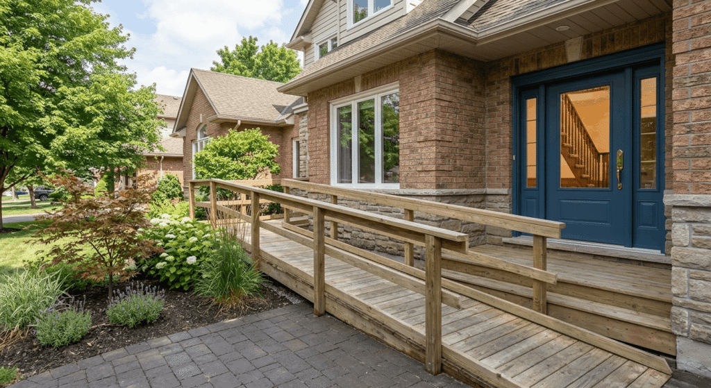 Universal design home entrance ramp for aging in place Ontario