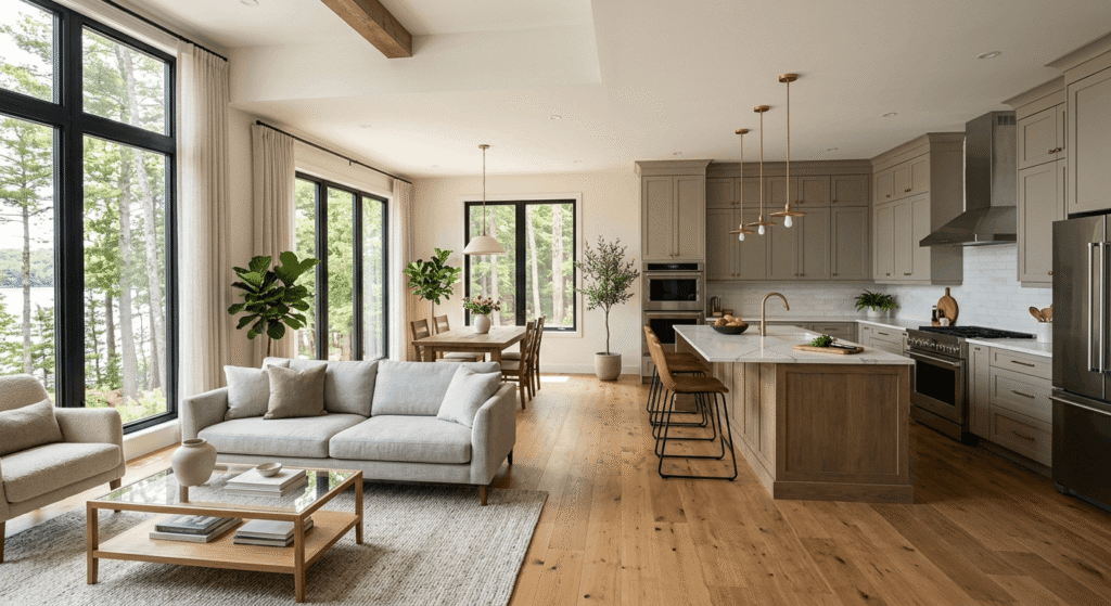 interior home renovation featuring open floor plan and modern kitchen in Canada