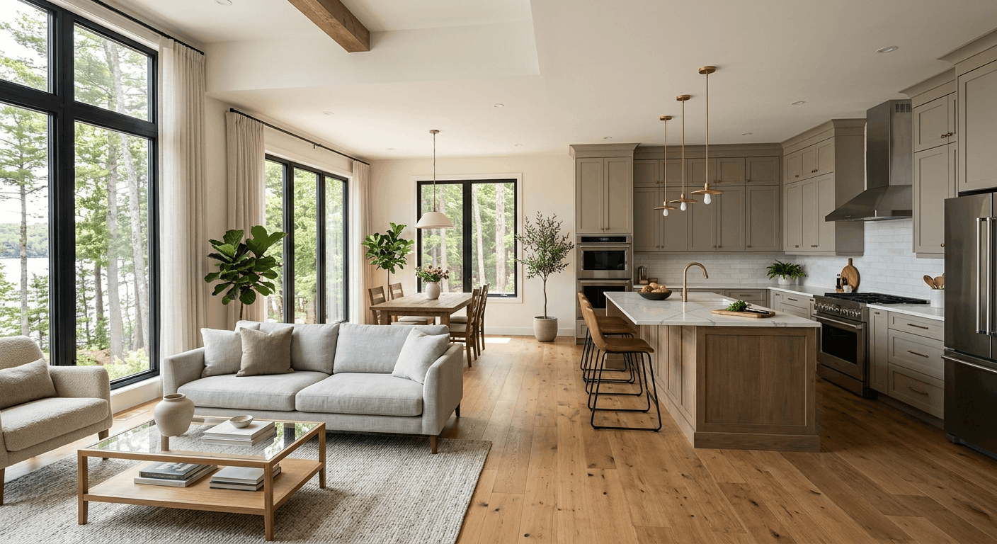 interior home renovation featuring open floor plan and modern kitchen in Canada