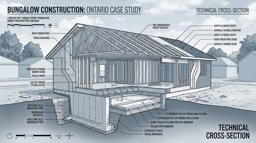 1,000 sq ft house cost breakdown Ontario 2026 construction illustration