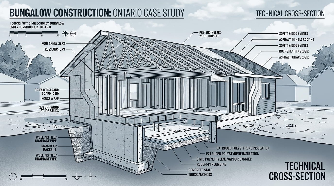 1,000 sq ft house cost breakdown Ontario 2026 construction illustration
