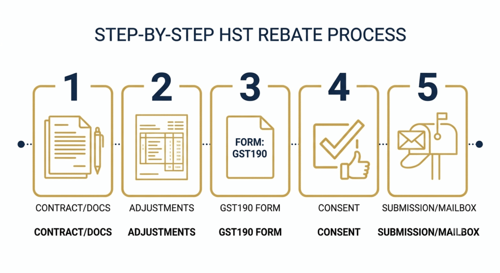 Five-step checklist for claiming the Ontario new home HST rebate through the CRA