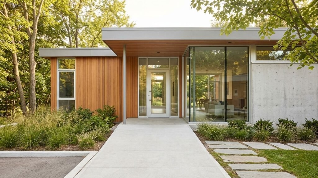 Accessible entrance of an Ontario home designed for aging in place