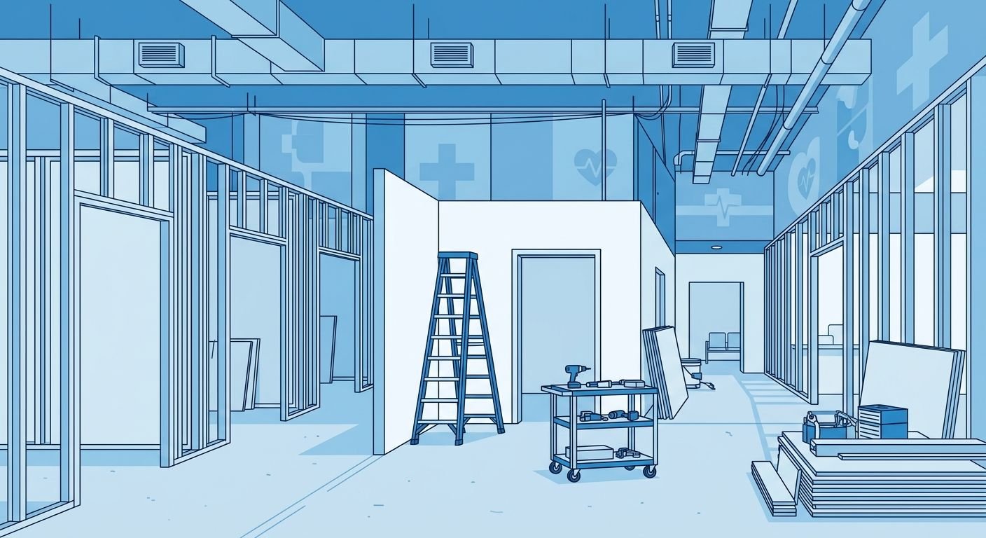 Illustration representing clinic construction and medical facility design-build services