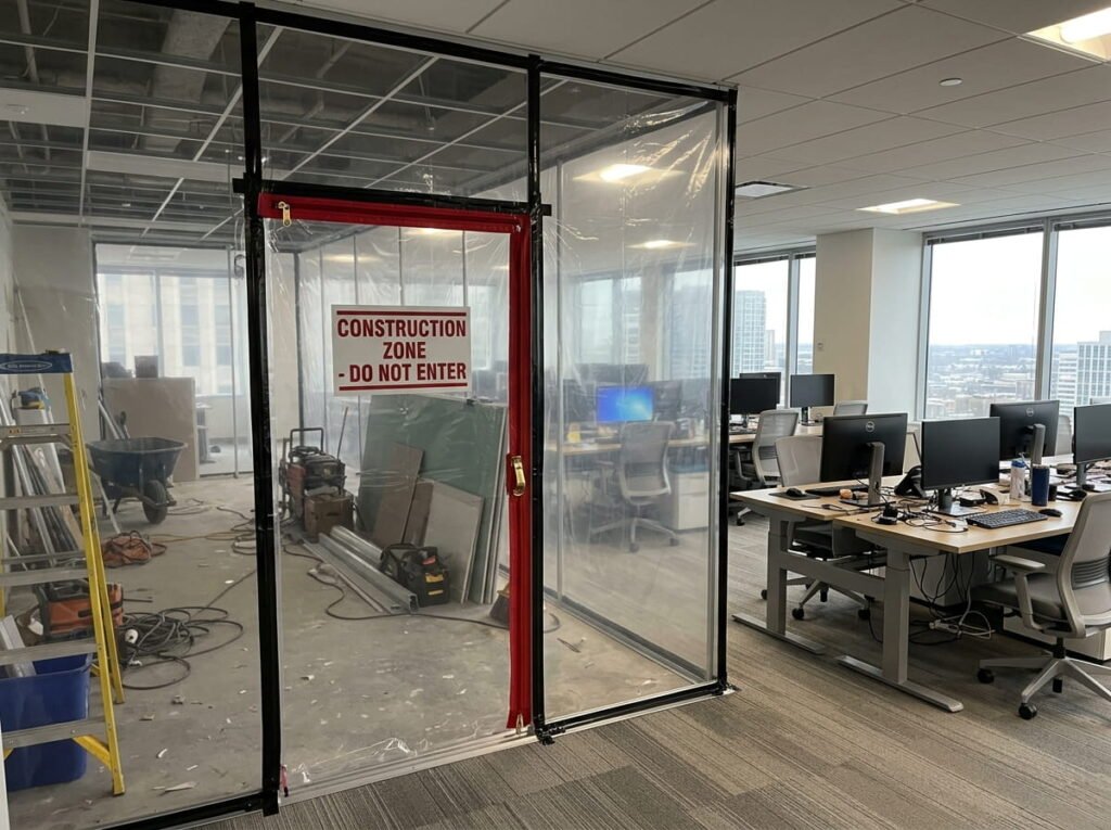 Dust containment during a phased commercial office renovation