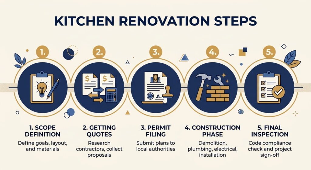 Kitchen redesign process steps for Milton homeowners hiring contractors
