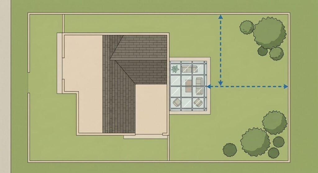 Backyard sunroom setback check before applying for a Milton permit
