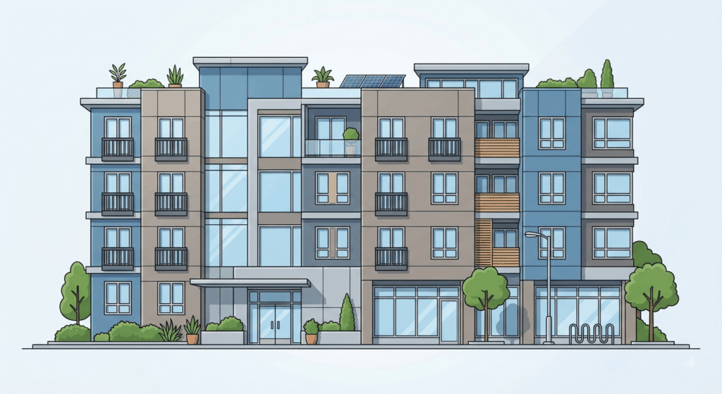 Multi-unit residential building for sale in a Canadian neighbourhood