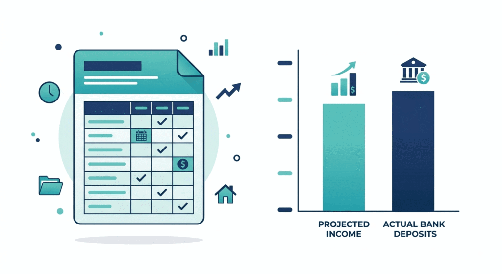 Comparing a multi-unit building rent roll against actual bank deposits