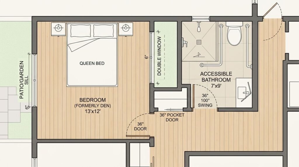 Floor plan for single-level accessible living in an Ontario home