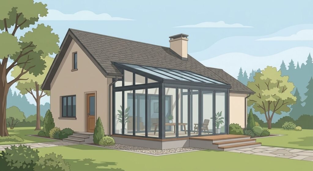 Illustration of a sunroom addition on a Milton home representing 2026 sunroom cost pricing