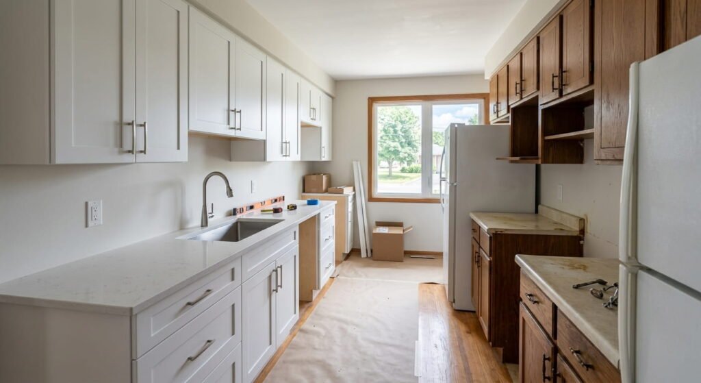 Budget home renovation in progress in an Ontario kitchen