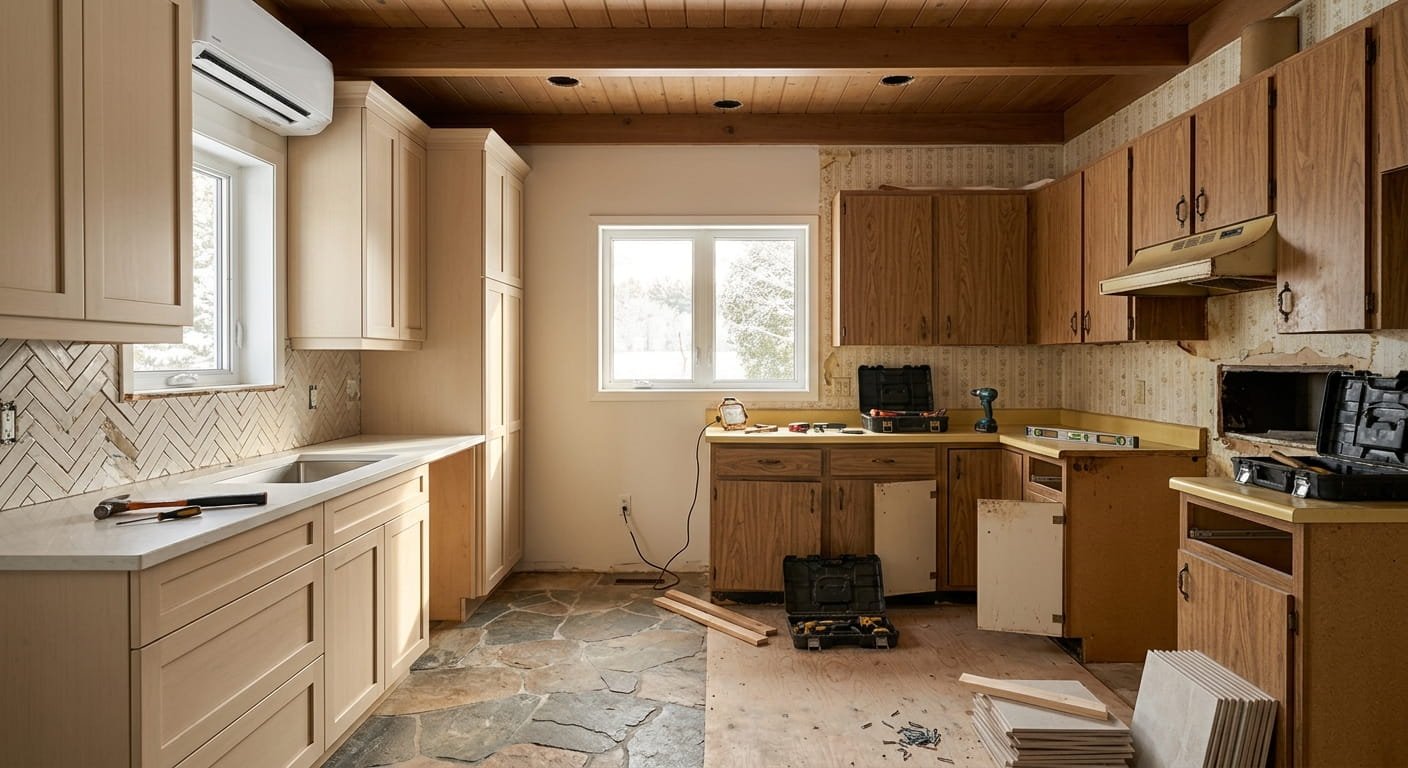 Budget home renovation in progress in an Ontario house