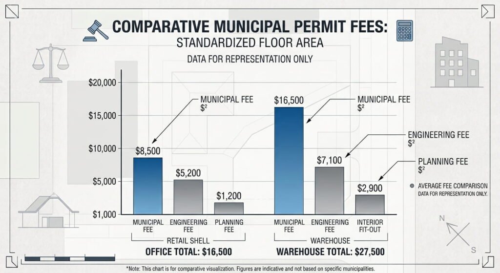 Construction cost chart of Burlington permit fees by building type