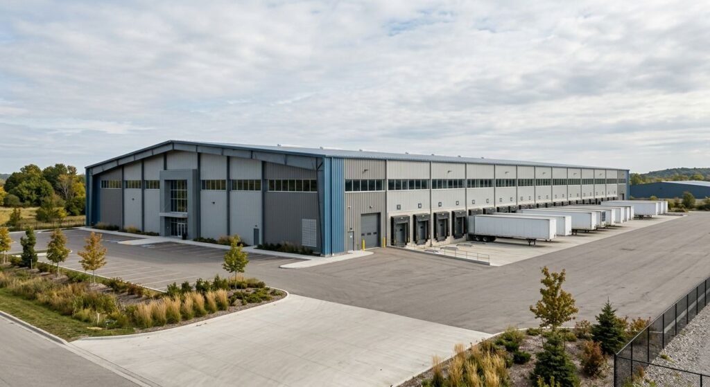 Industrial warehouse building construction in Ontario