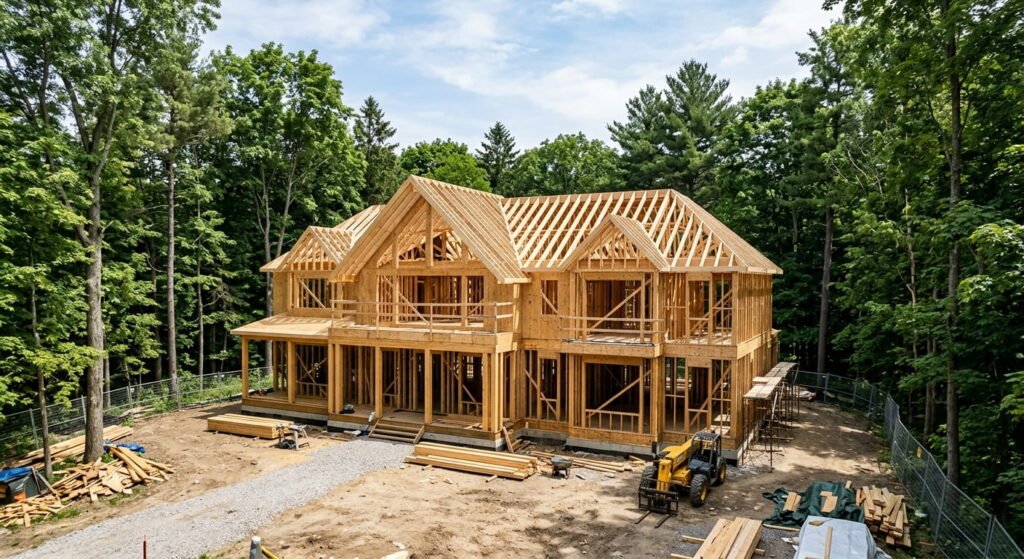 Luxury home construction process on a custom Oakville home lot