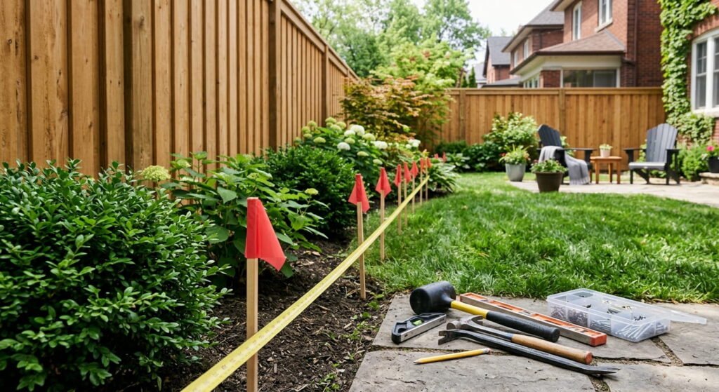 Measuring a backyard to estimate fence price per foot in Toronto