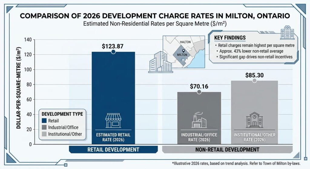 Construction costs comparison chart for Milton development charges 2026