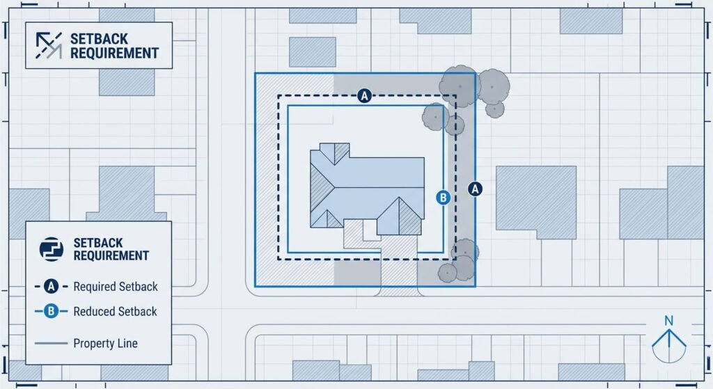 Minor variance for property in Ontario showing a setback adjustment