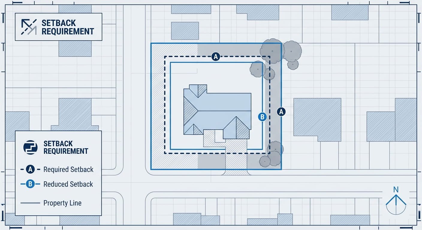 Minor variance for property in Ontario showing a setback adjustment