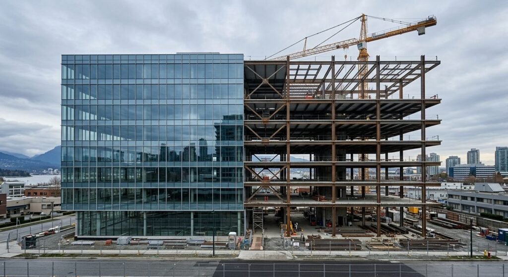 Mid-rise commercial office building construction in Canada