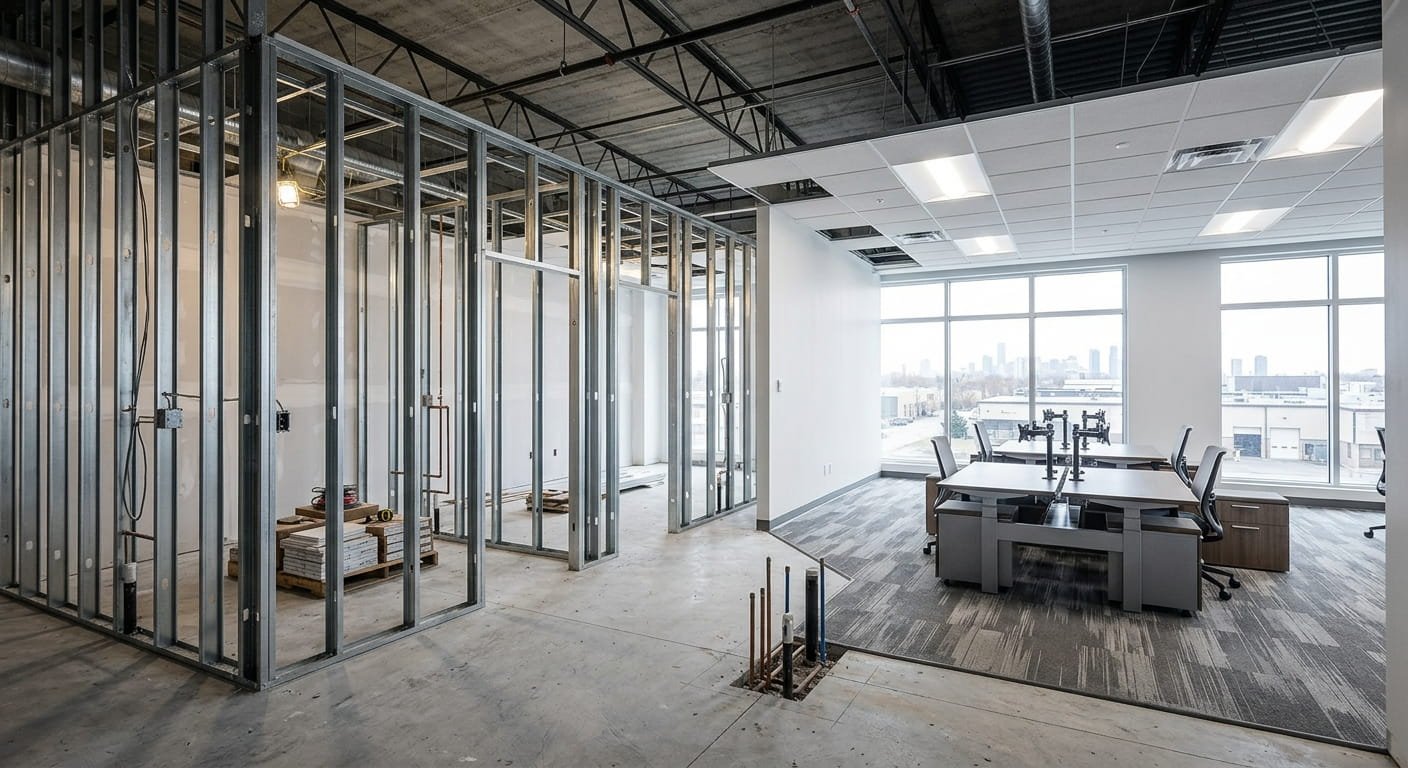 Office fit-out contractor work in progress in the GTA
