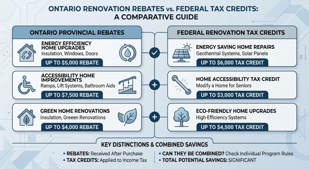 Home renovation Ontario rebates and tax credits comparison chart