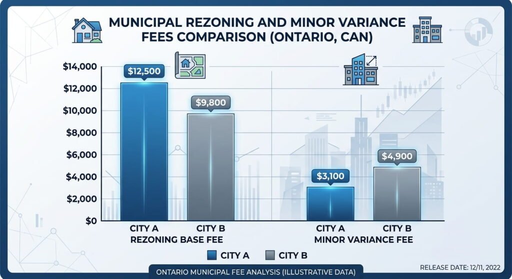Minor variance and rezoning fee comparison for Toronto and Mississauga