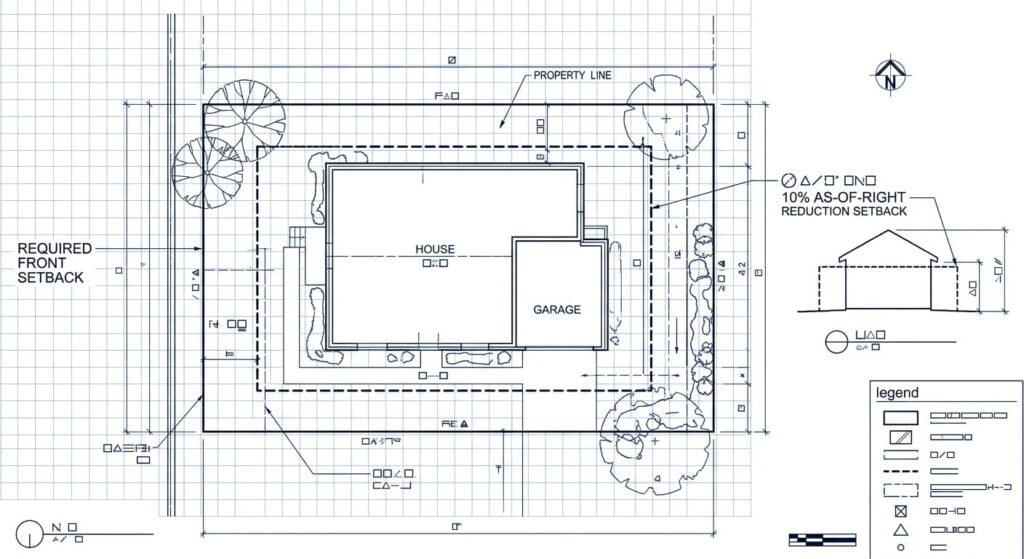 Zoning bylaw setback diagram showing 10 percent as-of-right reduction
