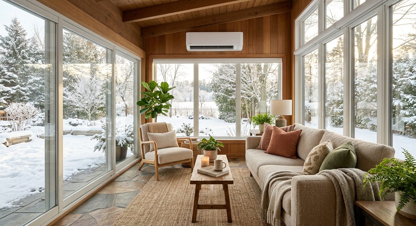 Sunroom heating in Ontario with a ductless mini-split system
