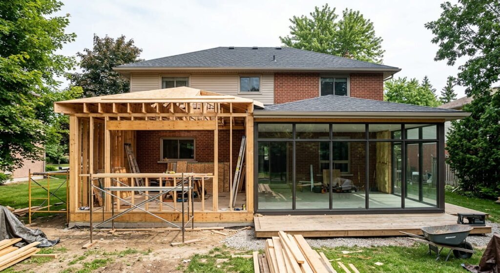 Sunroom permit and construction on an Ontario rear addition