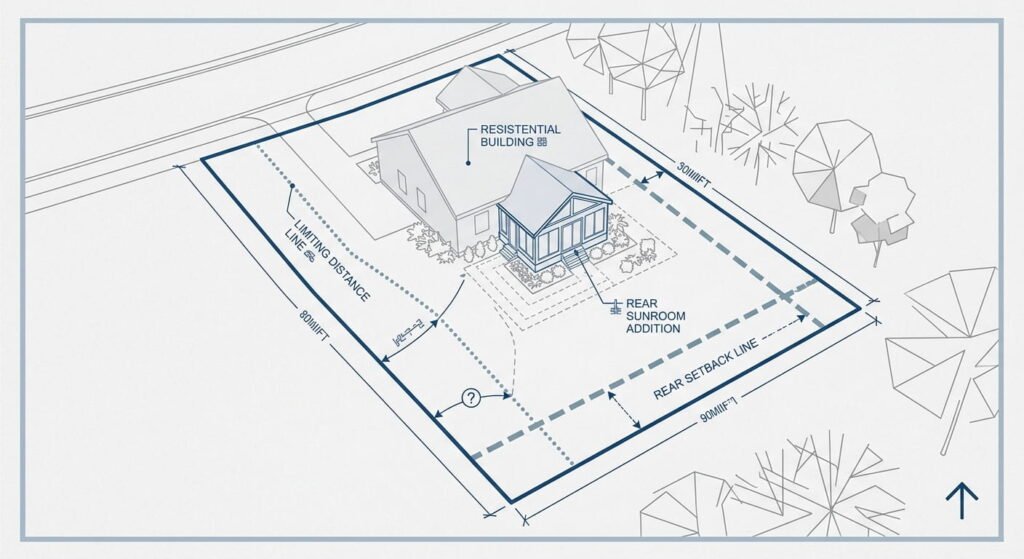 Zoning bylaw setbacks and limiting distance for a sunroom addition